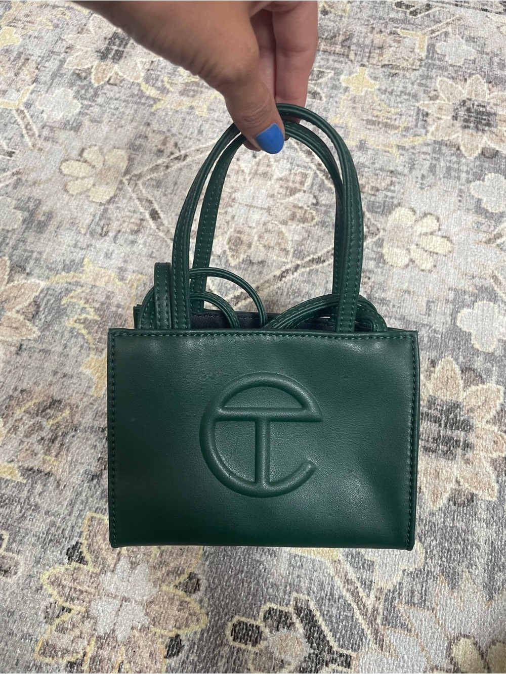 Telfar Mini Tote in Deep Green Leather
